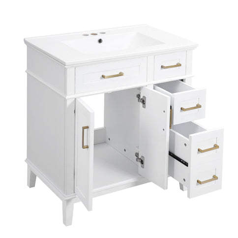 Modern Bathroom Vanity With Sink, Storage Cabinet, Soft Close Doors, Deep & Standard Drawers