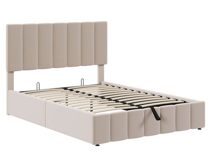 Elegant Upholstered Platform Bed With Hydraulic Storage System