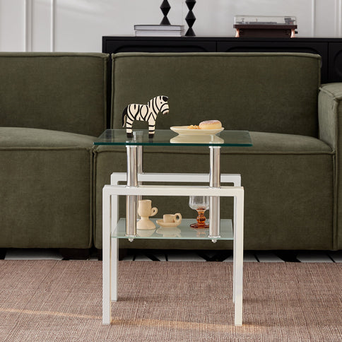Tempered Glass Table With Storage