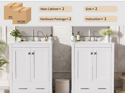 Bathroom Vanity With Integrated Undermount Ceramic Sink, 2 Doors And 1 Drawer, Soft Close Hinges