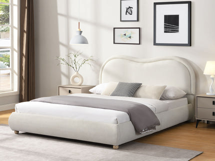 Upholstered Platform Bed Frame With Curved Headboard
