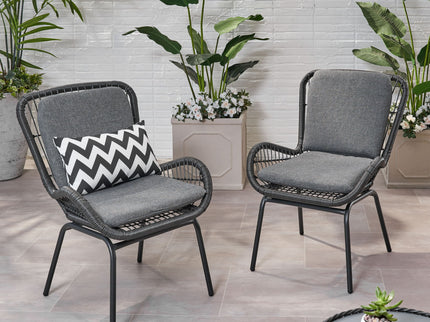 Outdoor Wicker Club Chair With Cushions (Set of 2)