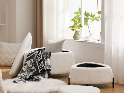 Upholstered Storage Ottoman Set With Reversible Lid