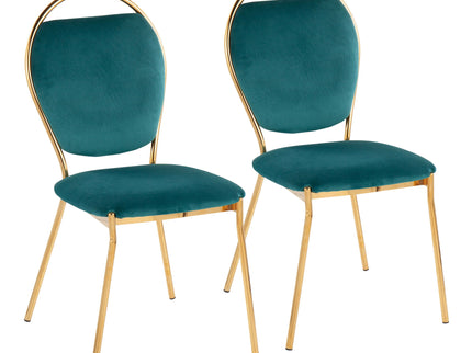 Keyhole - Contemporay / Glam Dining Chair (Set of 2) - Gold / Green