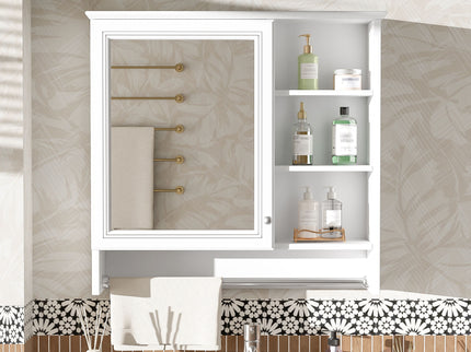Wall Mount 2 In 1 Mirror Cabinet With Adjustable Shelf, Soft-Closing Hinges
