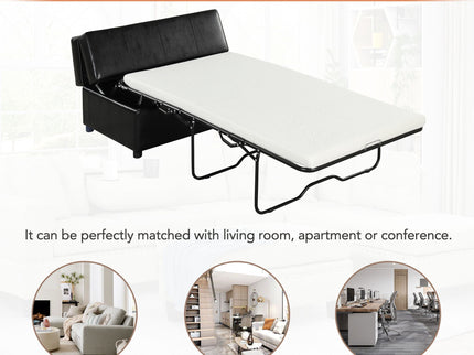 Twin Size Folding Ottoman Sleeper Bed With Mattress Convertible Guest Bed
