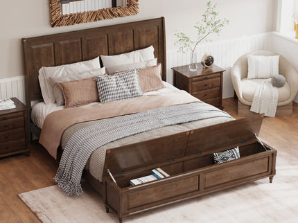 Sleigh Bed Frame With Tall Headboard And Storage Bench