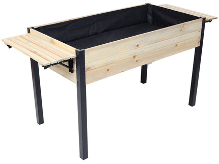 Raised Garden Bed With Metal Legs And Folding Storage Shelf
