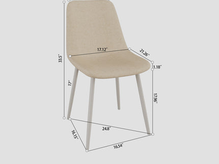 Modern Kitchen Dining Chairs (Set of 4) With Linen Padding And Sturdy Metal Legs - Beige