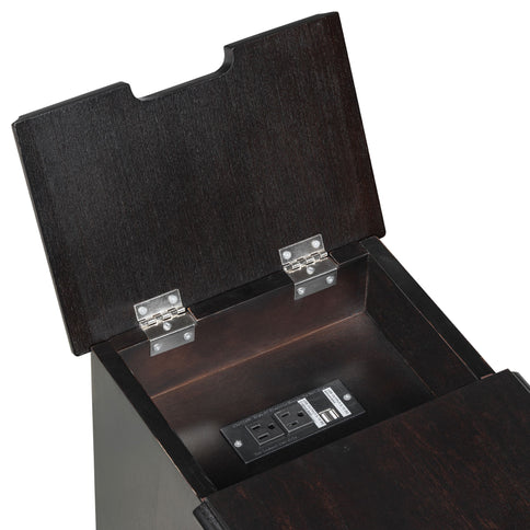 Vintage Flip Top Side Table With USB Ports