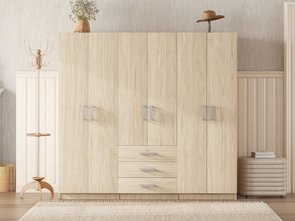6 Doors Wardrobe Storage For Bedroom, With Big Drawers
