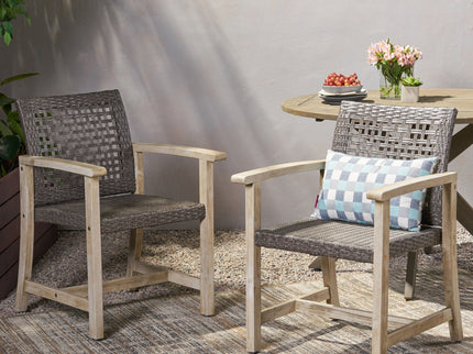 Outdoor Dining Chair Acacia Wood Frame (Set of 2)