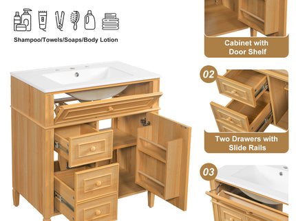 Bathroom Vanity With Flip Out Drawer, 2 Soft-Close Drawers