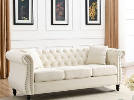 Chesterfield Sofa With Rolled Arms And Nailhead Trim