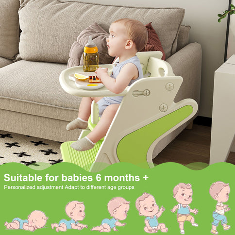 Multifunctional Growing Up Dining Chair With Adjustable Height And 5 Point Seat Belts