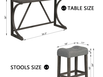 Bar Table Set With 3 Padded Stools