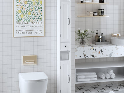 Slim Tall Bathroom Storage Cabinet With Adjustable Shelves, 2 Doors Freestanding Cabinet - White