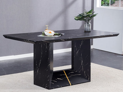 Modern Dining Table With Marbled Design For Luxurious Elegance - Black