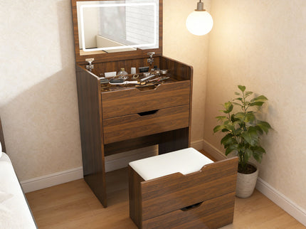 Vanity Desk With Lighted Mirror & Stool