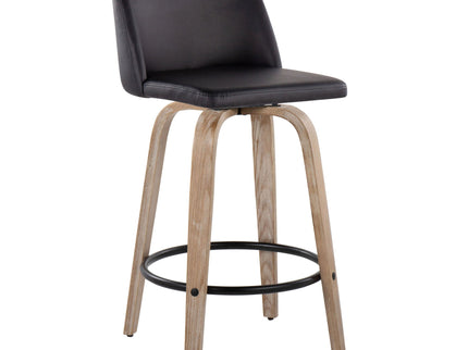 Toriano - Contemporary Fixed-Height Counter Stool & Swivel With Round Footrest (Set of 2)