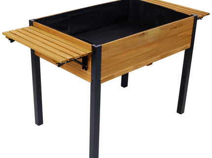 Raised Garden Bed With Metal Legs And Folding Storage Shelf
