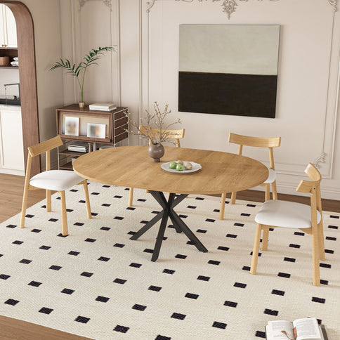 Modern Extendable Round Dining Table Set, Table With Chairs