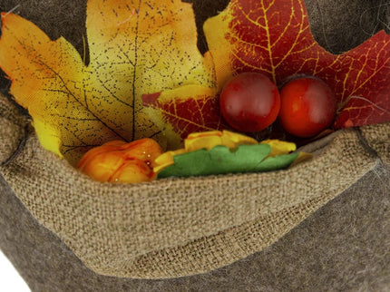Sitting Gnome With Maple Leaf, For Holiday Harvest Festival Fall Festival & Thanksgiving Table Decorations (Set of 2) - Orange Multi