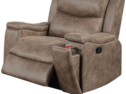 Manual Recliner With Hidden Cup Holder, Padded Seat And Backrest - Auburn