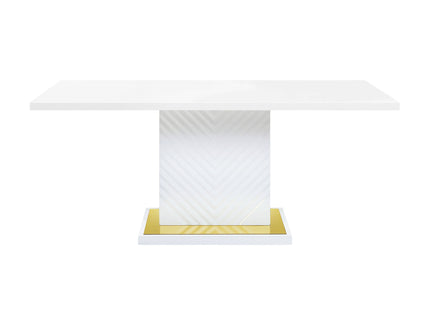Gaines - High Gloss Dining Table With Pedestal Base