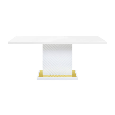 Gaines - High Gloss Dining Table With Pedestal Base