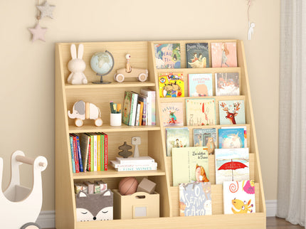 Bookshelf And Toy Storage Organizer, 4 Tier Bookcase With Display Stand For Playroom