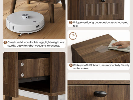 Double Drawer Bedside Table (Set of 2) - Walnut