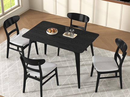 5 Piece Dining Set With 1 Table And 4 Upholstered Chairs - Black / Light Gray
