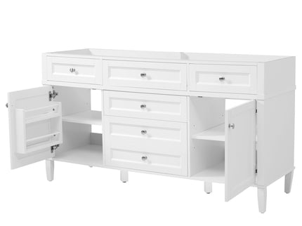 Bathroom Vanity Cabinet Only, 3 Drawers & 2 Doors, Adjustable Shelf, Soft Close Hinges - White