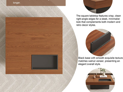 Square Floating Coffee Table For Living Room - Dark Walnut