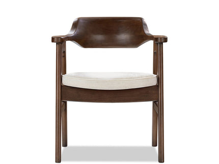 Hayes - Curved Dining Arm Chair - Light Beige