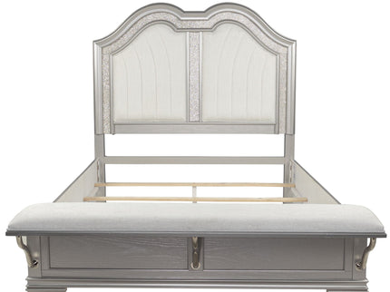 Elegant Bed With Built In Footboard Bench, USB