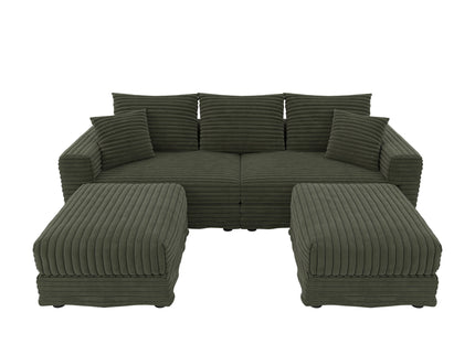 Convertible Deep Seat Sofa With Soft Pillows And Ottomans
