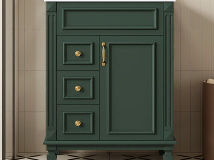 Bathroom Vanity With Sink, Compact Cabinet & 2 Drawers And Adjustable Shelf