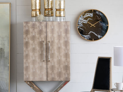 Cabinet - Silver - Faux Leather