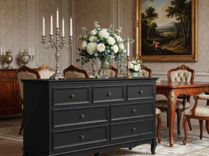 7 Drawer Dresser, Storage Chest - Black