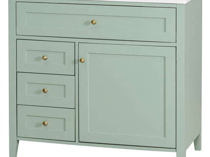 Bathroom Vanity With Sink, 3 Drawers & Cabinet With Adjustable Shelves