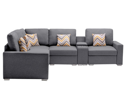 Nolan - Fabric 6 Piece Sectional Sofa With Pillows And Interchangeable Legs