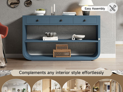 Console Table With 3 Soft Close Drawers & 2 Open Shelves