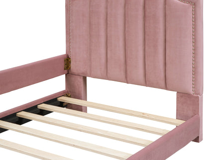 Upholstered Daybed With Classic Stripe Shaped Headboard