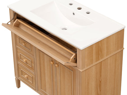 Bathroom Vanity With Sink, 3 Drawers & 2 Doors