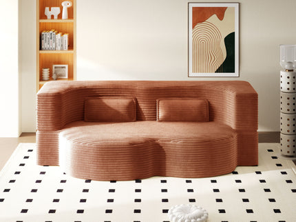 Modern Floor Sofa With 2 Pillows, Convertible Twin Size Folding Mattress For Living Room