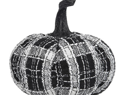 Light Plaid Pumpkin, For Holiday Halloween Decor - Black / White