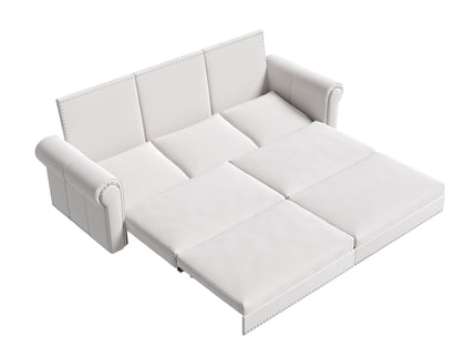 3 In 1 Convertible Sleeper Sofa With Nailhead Trim & Rolled Arm