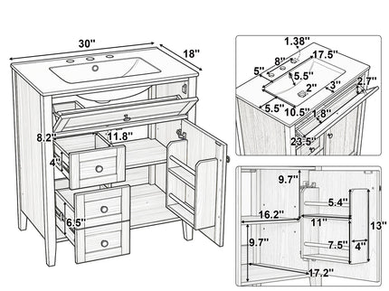 Bathroom Vanity With Sink, Soft Closing Cabinet